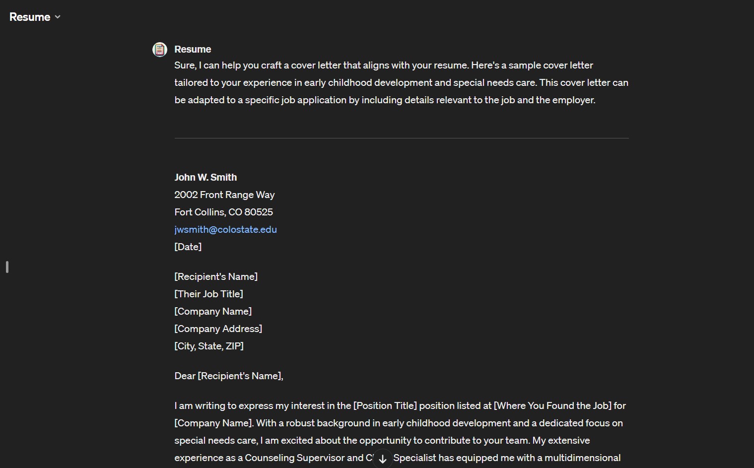Generate Customized Cover Letters