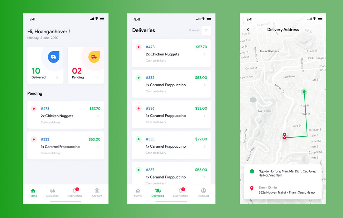 delivery person react native app